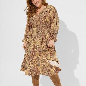 Torrid 2x NWT Midi Challis Smocked Waist Surplice Dress